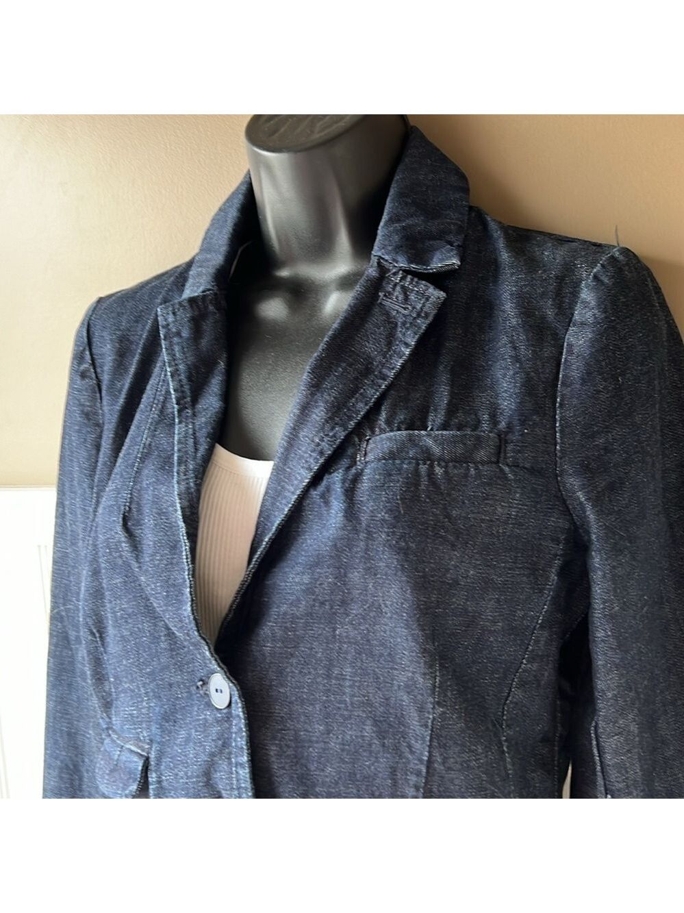 PILCRO AND THE LETTERPRESS Dark blue Chambray Blazer Size XS